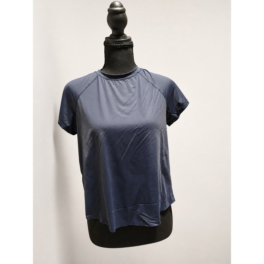 Halara Navy Blue Short Sleeve Open-Back Athletic Top Size Small
